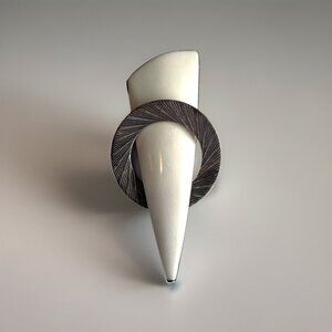 Vintage Sterling Silver White Onyx Brooch Pin Great Falls Metal Works Art Deco